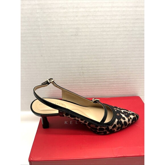 Kelly & Katie Shoes - Kelly & Katie Shoes Strappy Pumps Kitten Heel Velvet Leopard Print Women Sz 6.5